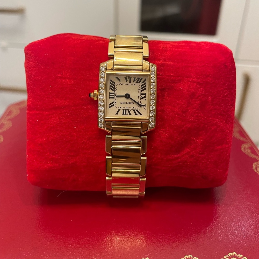Cartier  18k Yellow Gold Tank Francaise Women's Wristwatch 20 mm